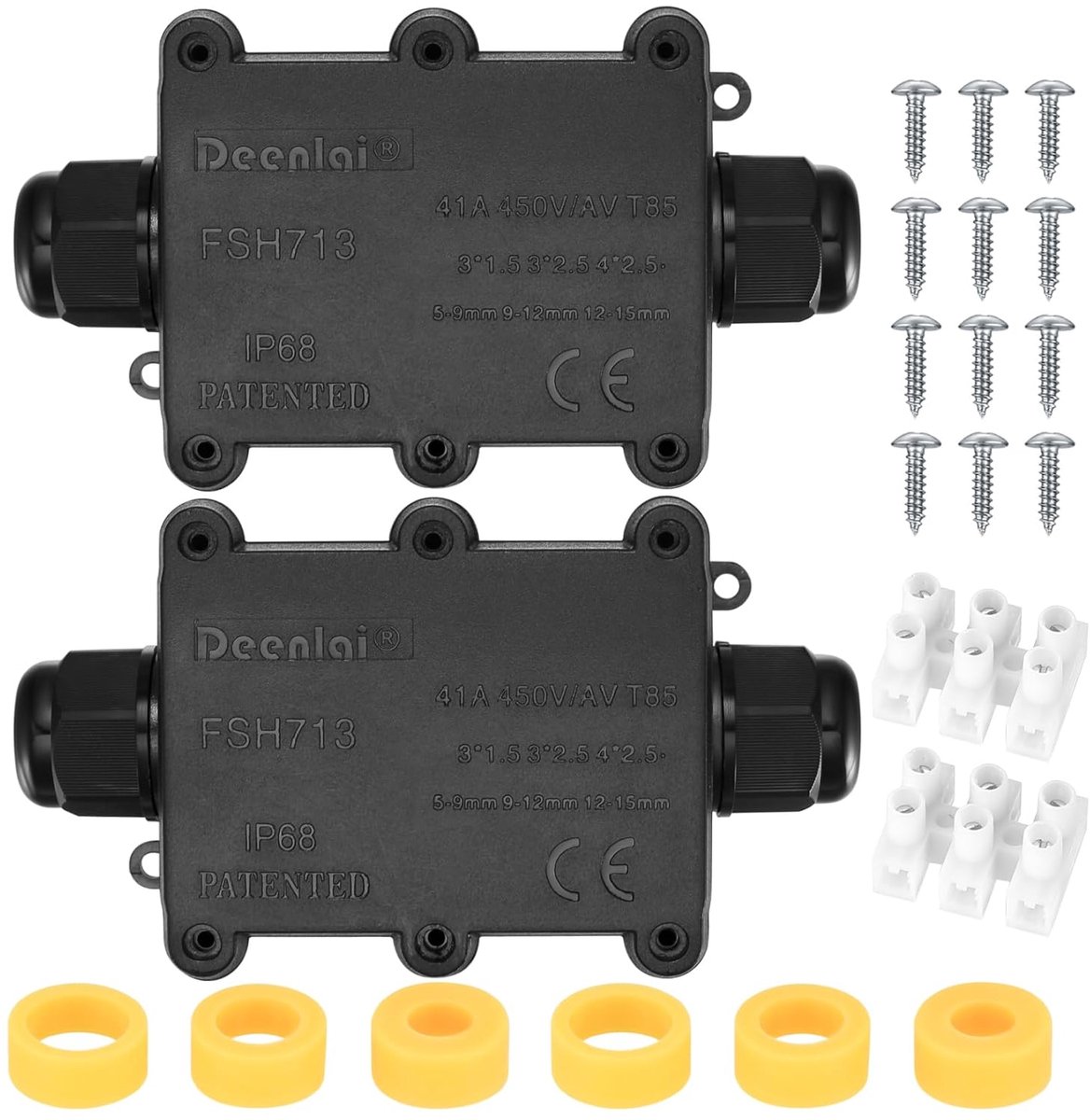 SnelShoppen - Waterproof Junction Box IP68, Pack van 2, Buiten Junction Box, 2-Weg Terminal Box, Kabel Connector voor Tuin, Tuinverlichting, Kabels va