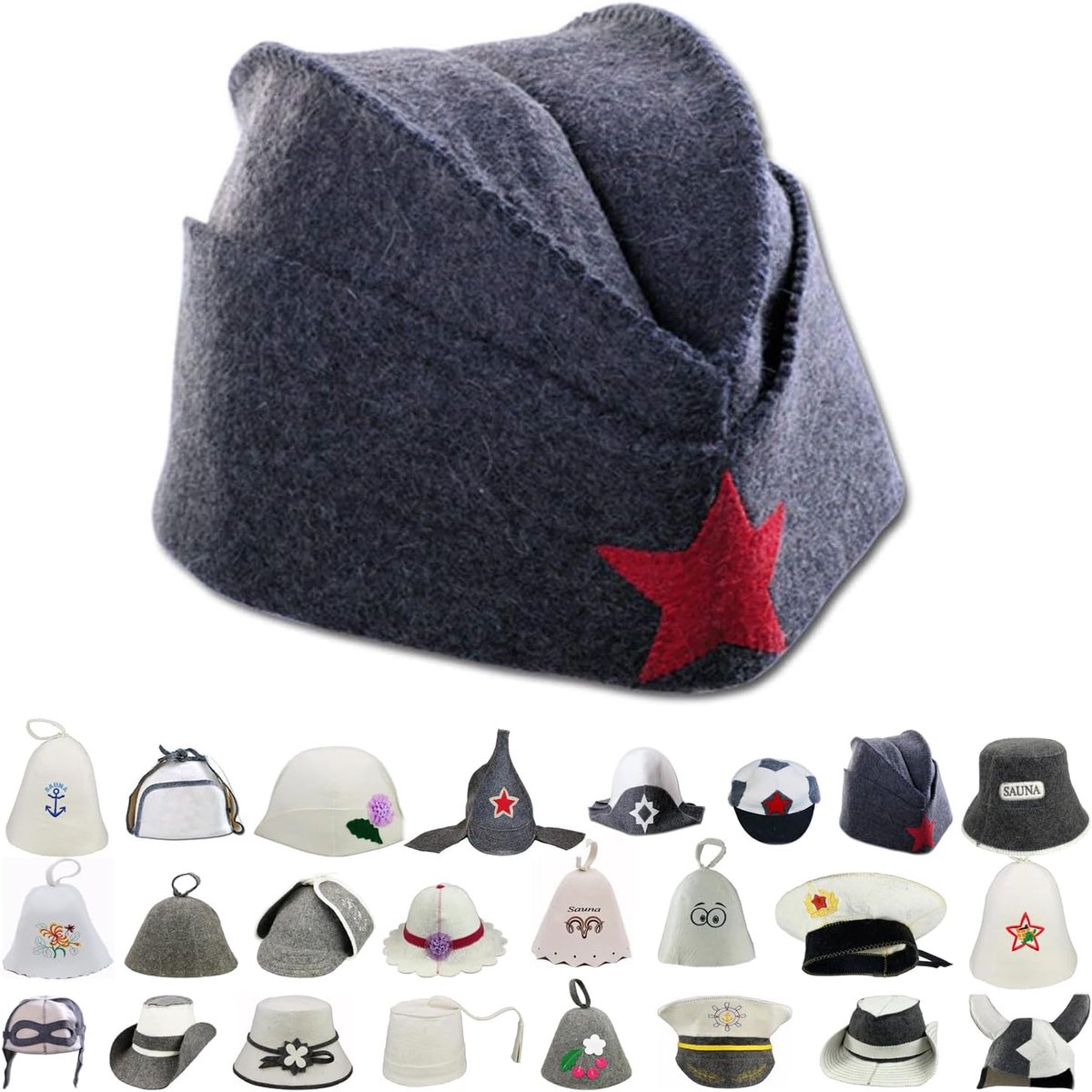 SnelShoppen - Saunahut Wool Felt Sauna Hoed voor Mannen en Vrouwen - Bescherming Tegen Hitte en Kou - Grappige Ontwerpen - Fleece Hoed voor Sauna, Ban