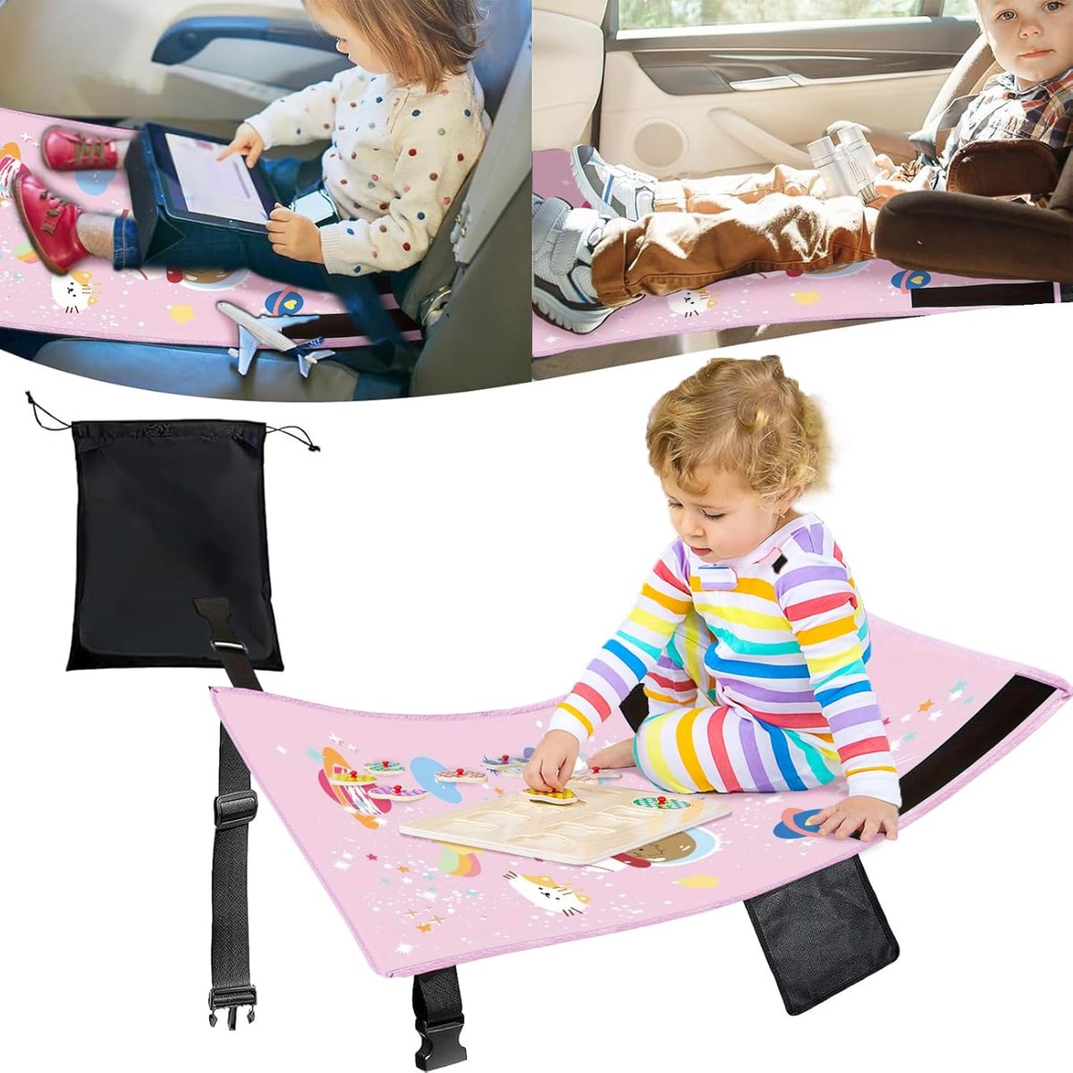 SnelShoppen - Seat Extension voor Kinderen, Vliegtuig Voetsteun, Kinderen Reizen Bed, Opvouwbaar Voetsteun voor Korte Vliegreizen (Roze)