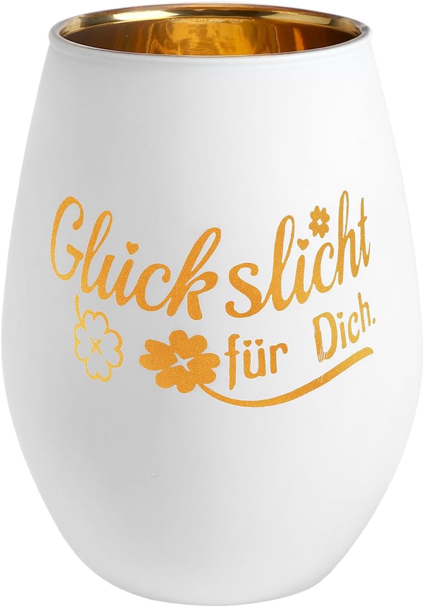 SnelShoppen - Lucky Light Wind Light met Gravure - Persoonlijke Kaarsenhouder Glas - Gegraveerde Cadeaus voor Vrouwen - Verjaardag, Kerst, Doop, Beves