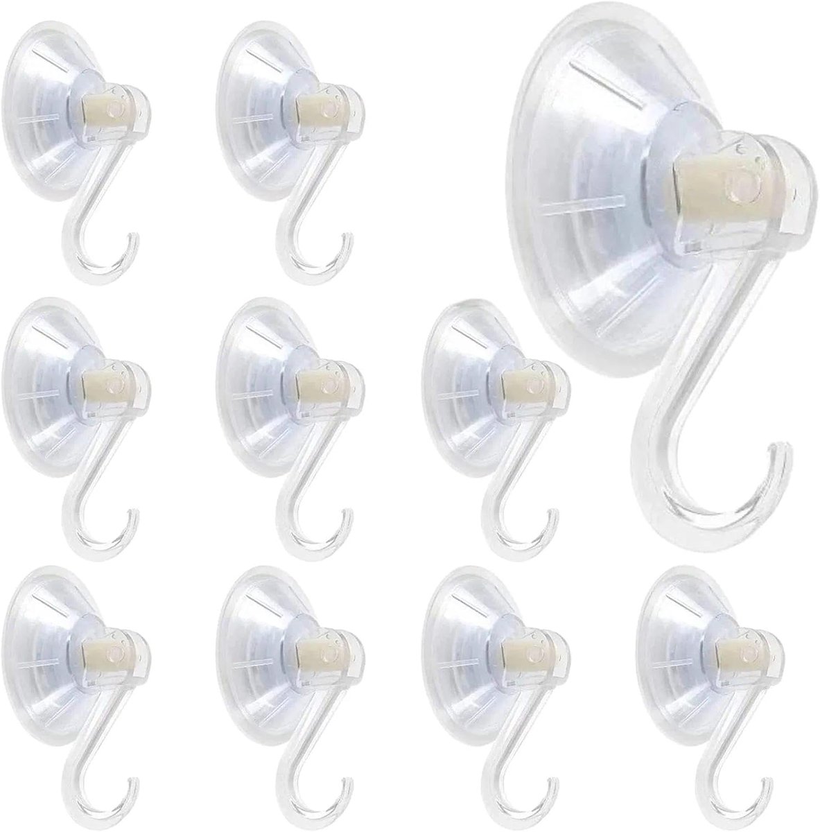 SnelShoppen - 10 x Zuignap met Haken, Extra Sterke Zuigkracht (5kg), Waterdicht en Herbruikbaar voor Tegels, Glas, Spiegels (Badkamer/Keuken/Window),