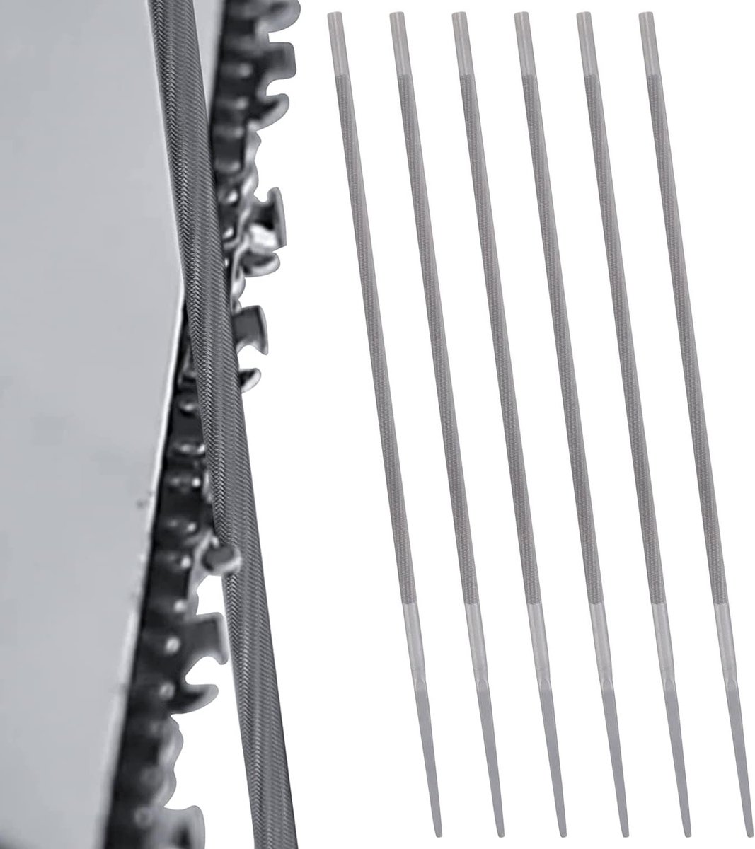 Ronde bestandschijven 4.8mm voor het slijpen en repareren van kettingzagen, 6 stuks, ideaal voor grasmaaiers en zaagkettingen