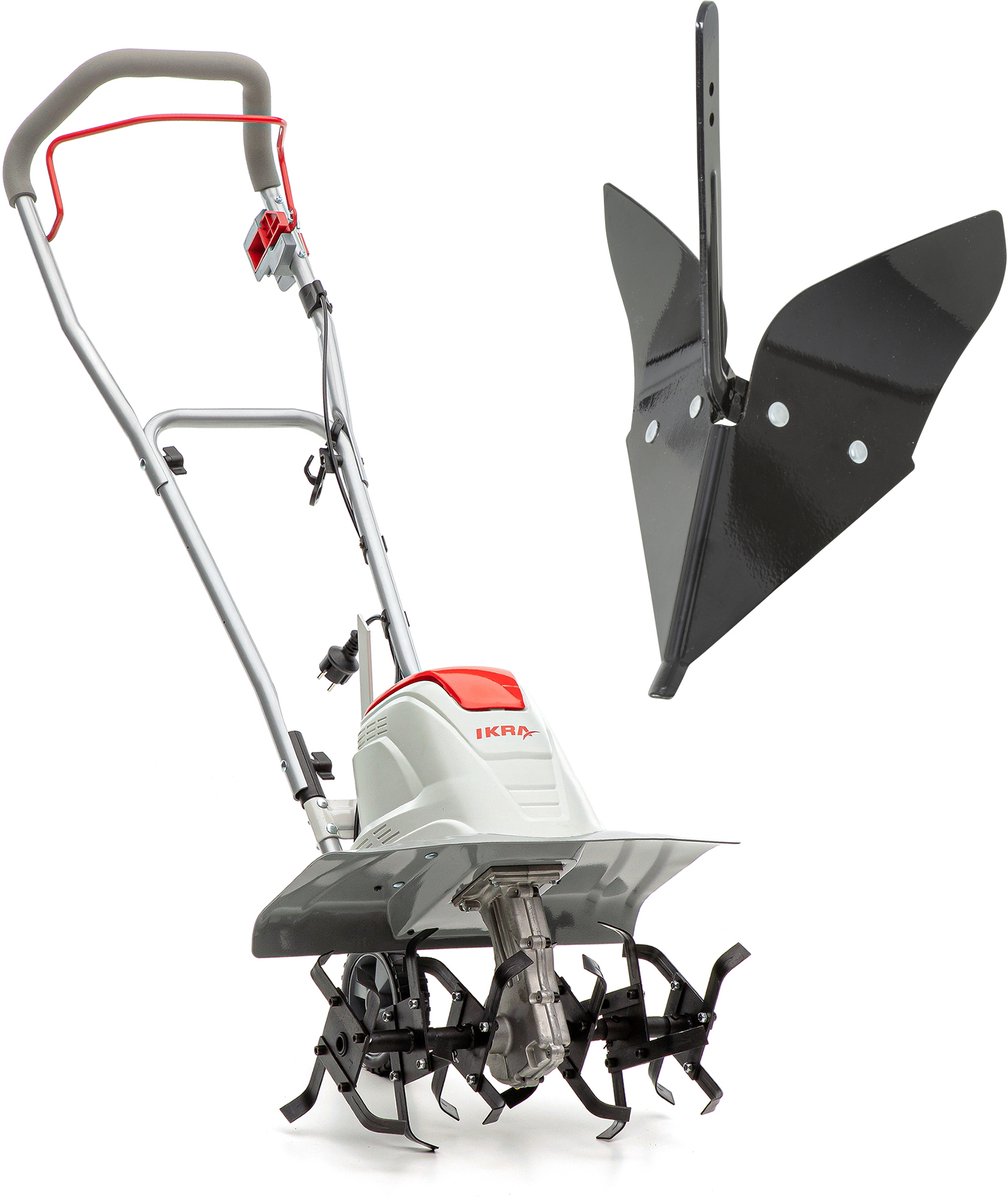 IKRA elektrische tuinfrees FEM 1500, 1.500 W, werkbreedte van 17 tot 45 cm en werkdiepte tot 23 cm, met aanaardploeg
