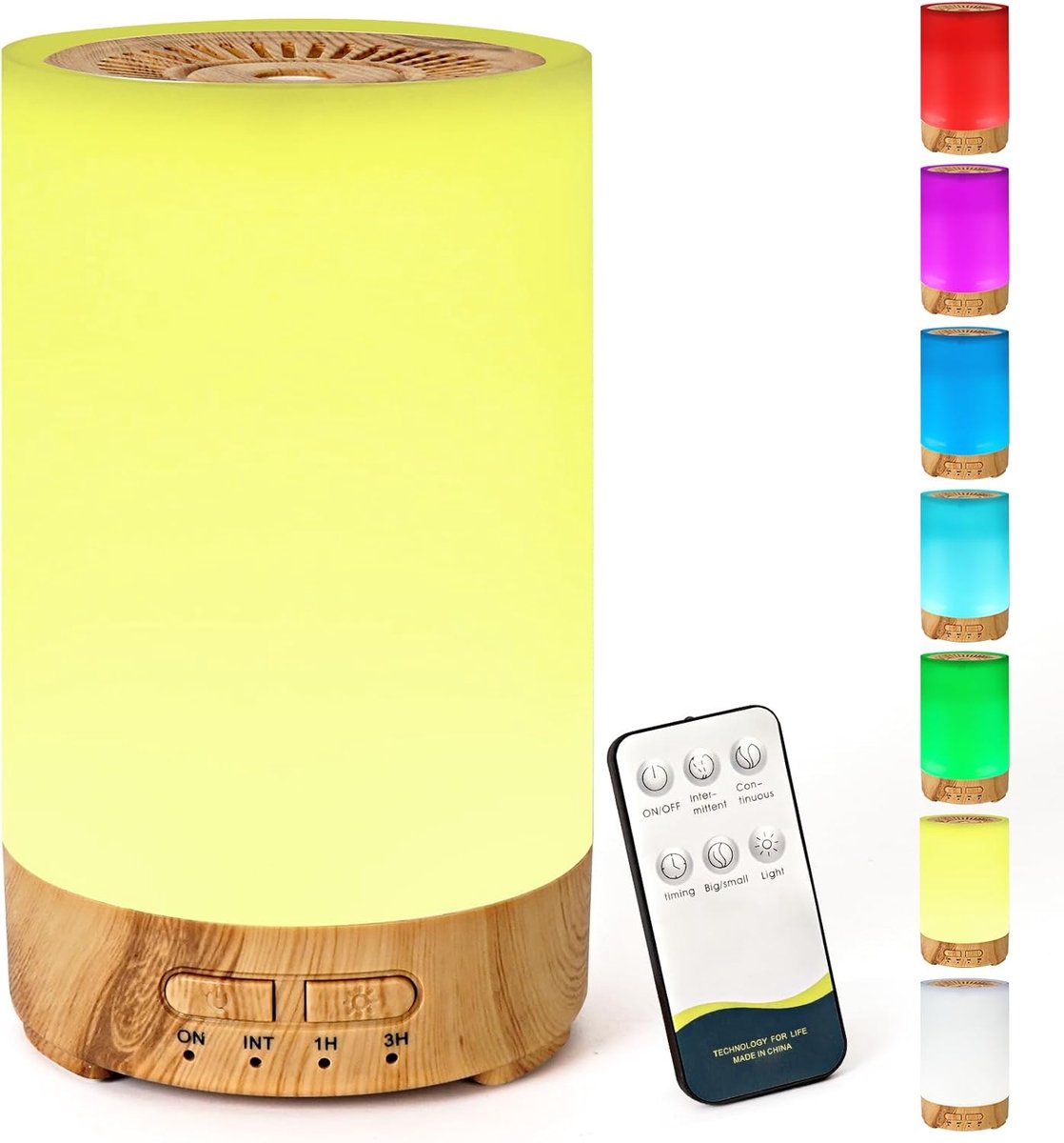 SnelShoppen - Aroma Diffuser 150ml met 7 Kleuren LED Licht, Houten Textuur, Essentiële Olie Vernevelaar, Automatische Uitschakeling voor Thuis, Kantoo