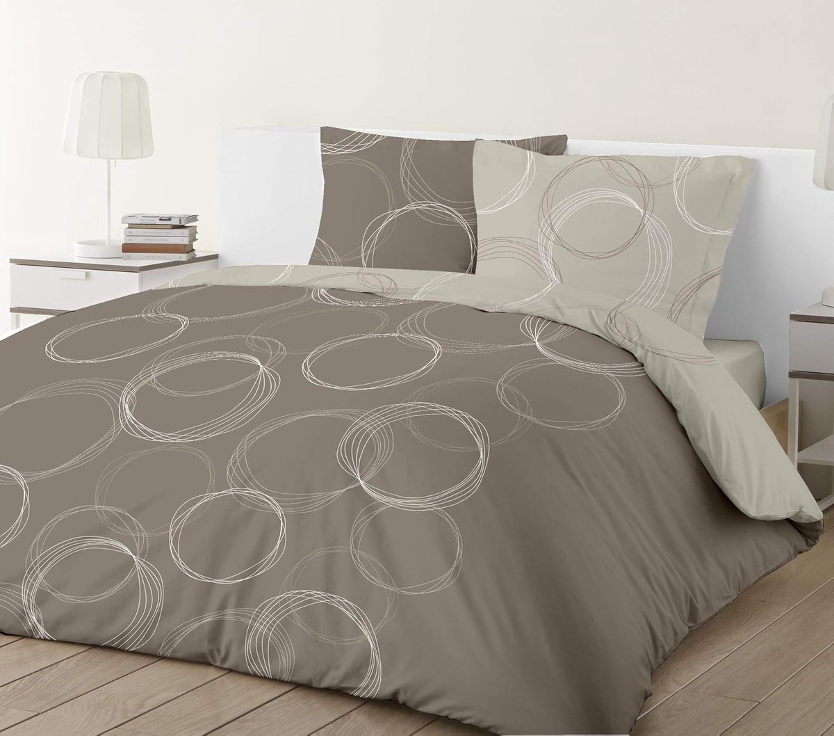 SnelShoppen - Dekbedovertrek 260x240 cm Taupe, 100% Katoen, Omkeerbaar met 2 Kussenslopen, Natuurlijke Vezels, Luxe Afwerking, Ideaal voor Slaapkamer