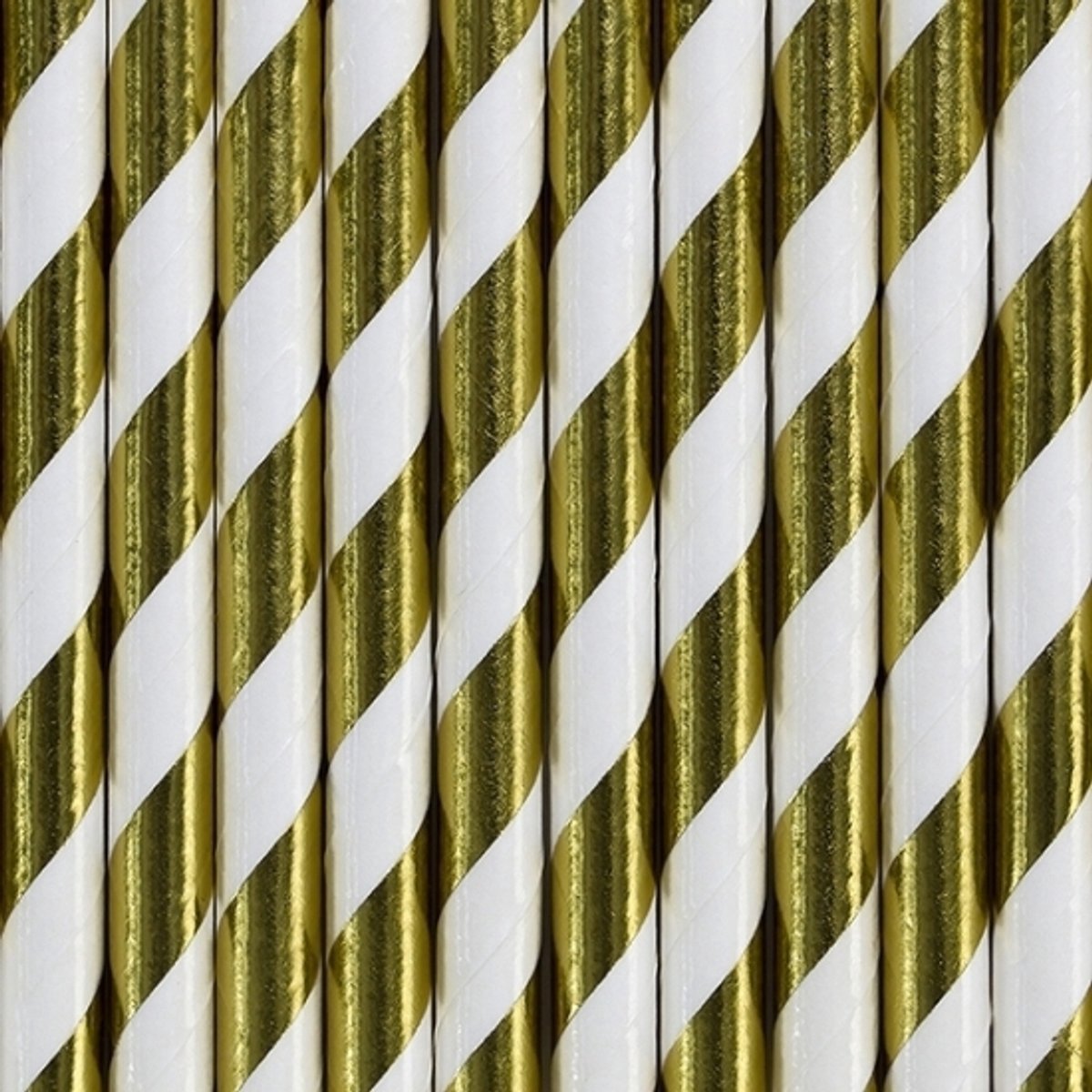 New Age Devi - Feestelijke papieren rietjes - goud/wit gestreept - 20x stuks - Voor de perfecte verjaardagsparty!