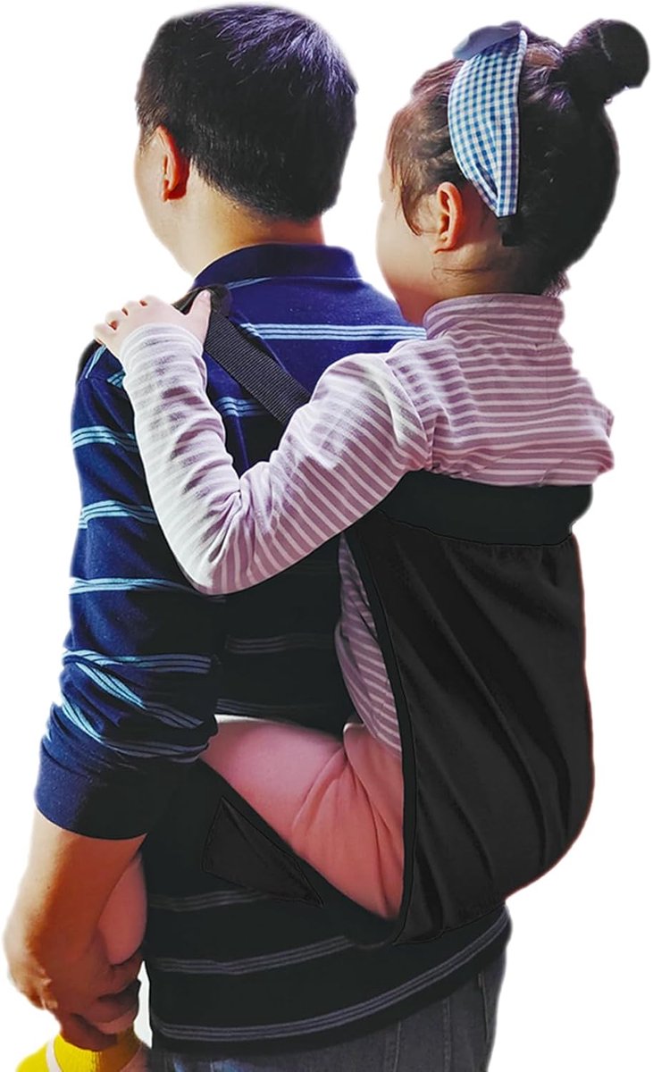 SnelShoppen - Black Kinder Draag Sling Rugdrager Hiking Rugzak met Verstelbare Schouderbanden en Kussen - Duurzaam Polyester - Ideaal voor Kinderen, T