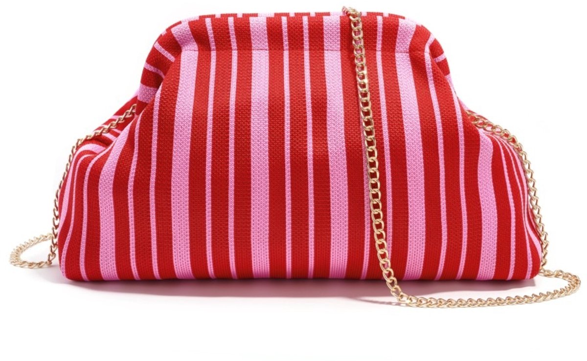 Tasje Roze rood - Klassiek kniptasje - 30 x 23 Centimeter - Met schouderband - Ook te gebruiken als clutch - Damesdingetjes