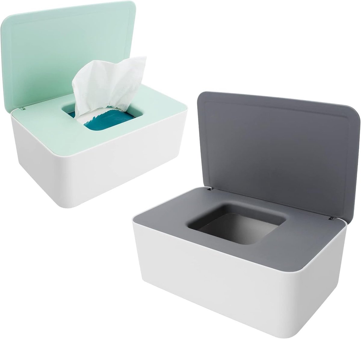 SnelShoppen - 2x Vochtige Doekjes Doos met Deksel, Luierdispenser, Waterdichte Doos, Stof- en Vochtbestendig, PP Materiaal, Met Rubber Ring, Voor Kind