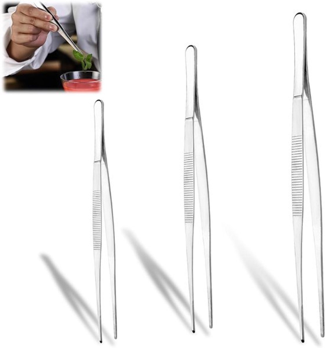 Set RVS keukentangen 20 cm, Allecto Plus