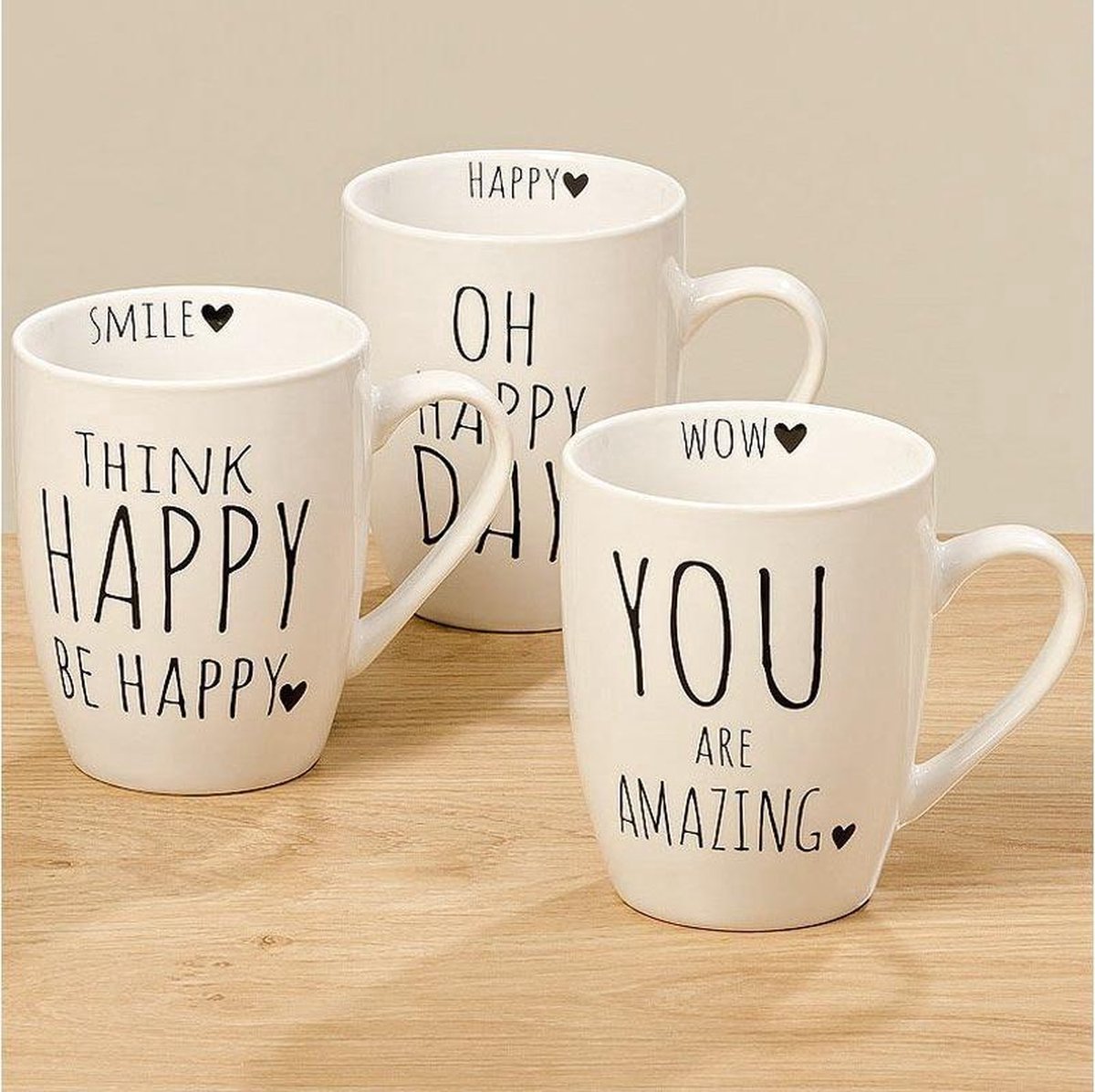 Set van drie bekers Homey 350ml Ø8,5x10cm