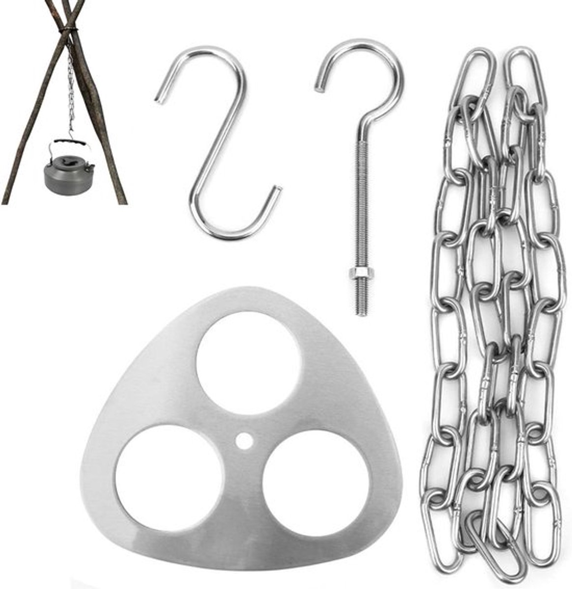 Inovra Plus Campfire Tripod Grill met Ketting en Haak
