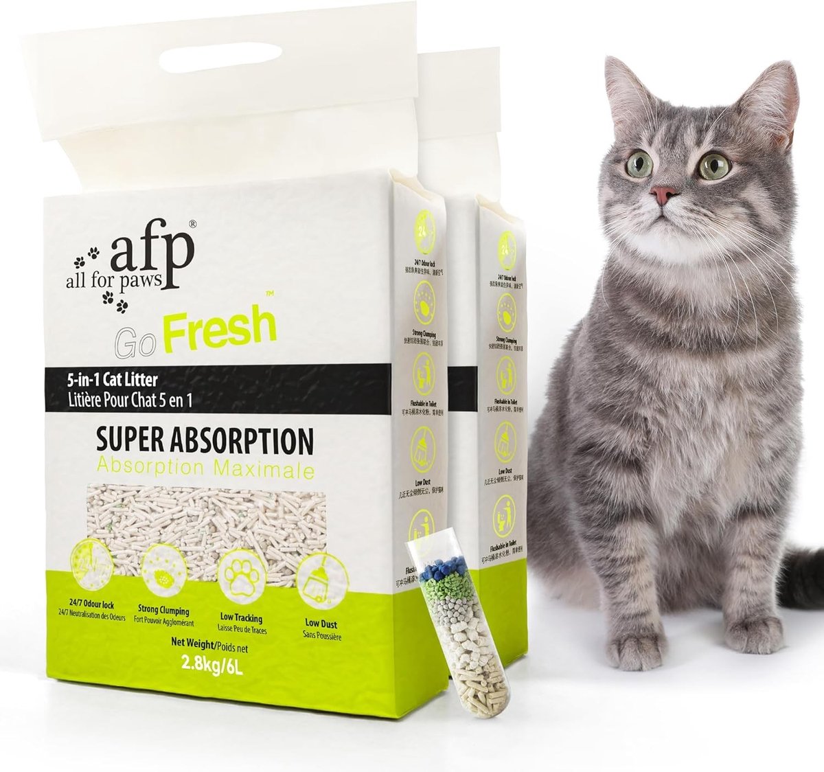 Kattenbakvulling - Tofu en Bentoniet - 5-in-1 Formule - Geurbestrijding - Voor Katten