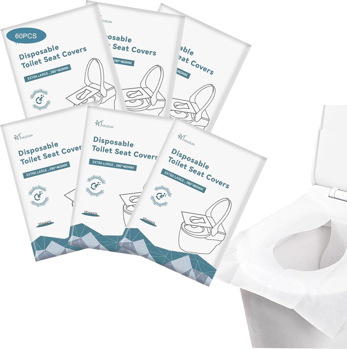 Wegwerp WC Hoezen - Toilet Bescherming - Hygiënisch Reizen - Biologisch Afbreekbaar - 60 Stuks - Wit