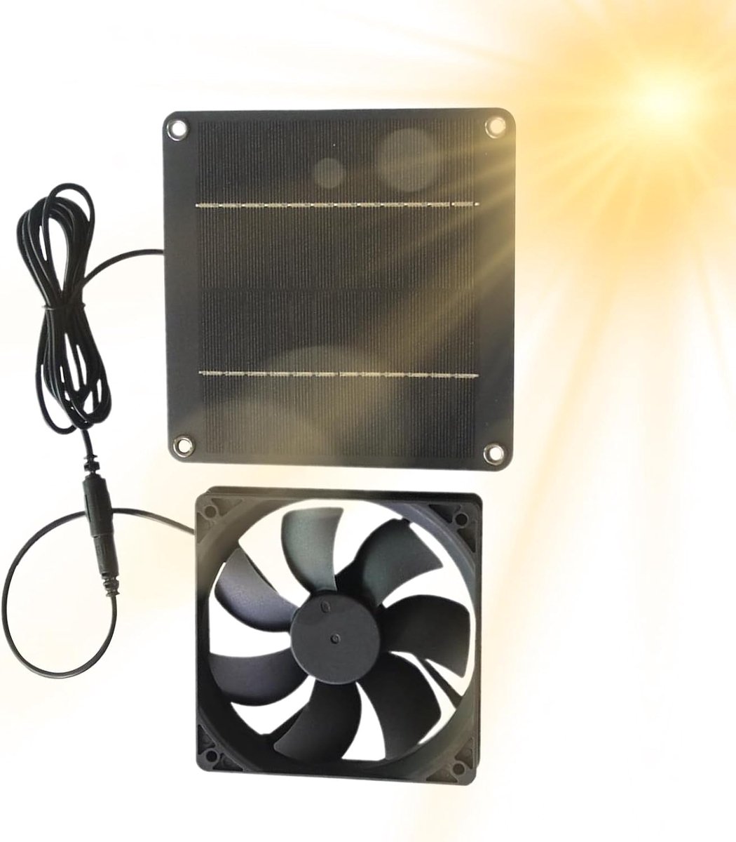 Ventilator op zonne-energie - Zonneventilator - Luchtcirculatie - Automatische regeling - 20 W - Zwart
