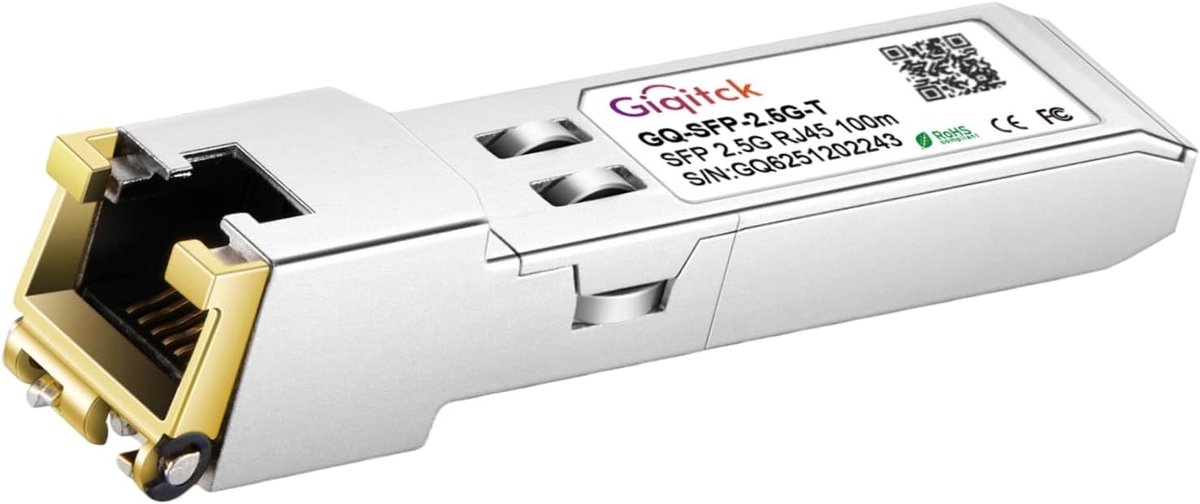 Netwerk Module - Koperen Transceiver - Snelle Dataoverdracht - 2.5Gbps Snelheid - Tot 100m - Zilver