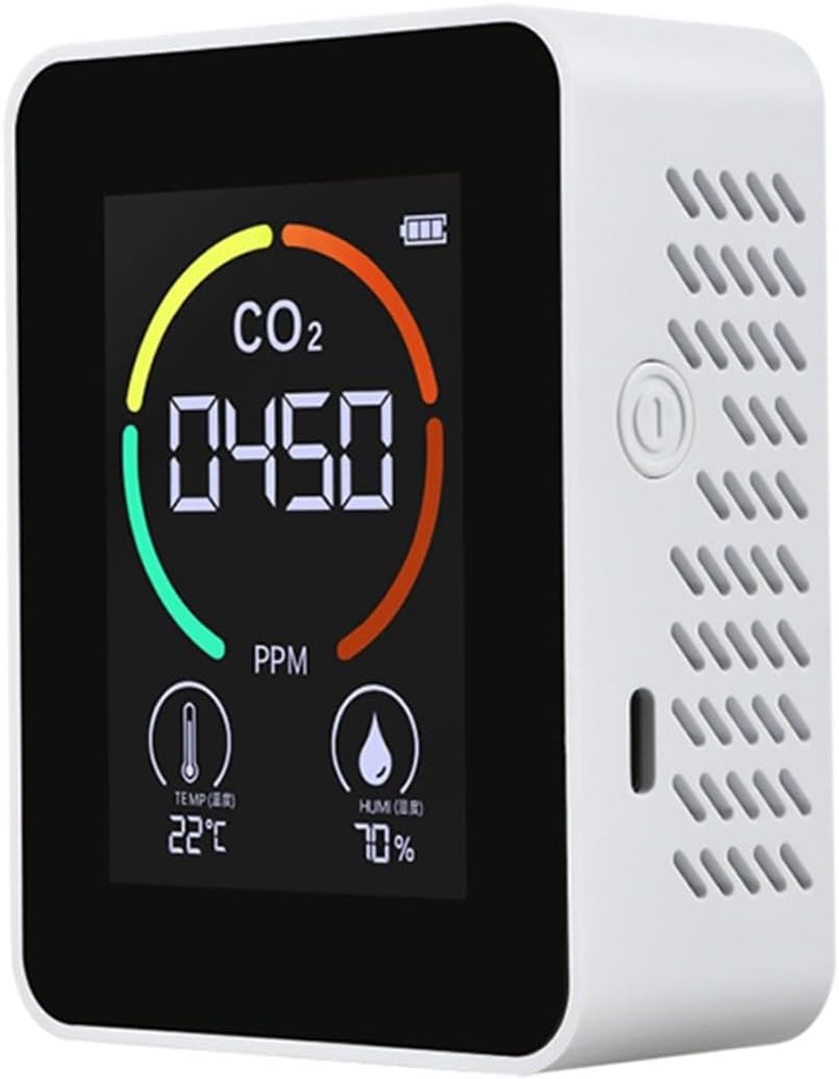 Luchtkwaliteit Meter - Gasdetector Analyzer - Binnenklimaat Meten - Elektrochemische Module - 90 x 70 x 35 mm - Wit