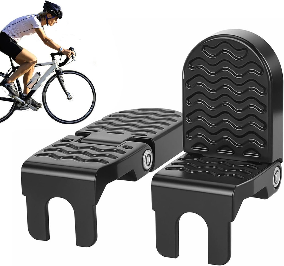 Achterpedalen Motorfiets - Voetsteunen Passagier - Comfortabel Rijden - Opvouwbaar Antislip Ontwerp - 15mm - Zwart