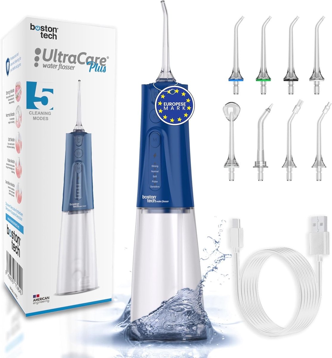 Waterflosser - Reisformaat - Verwijdert Tandplak - 8 Mondstukken - Voor Gezinsgebruik