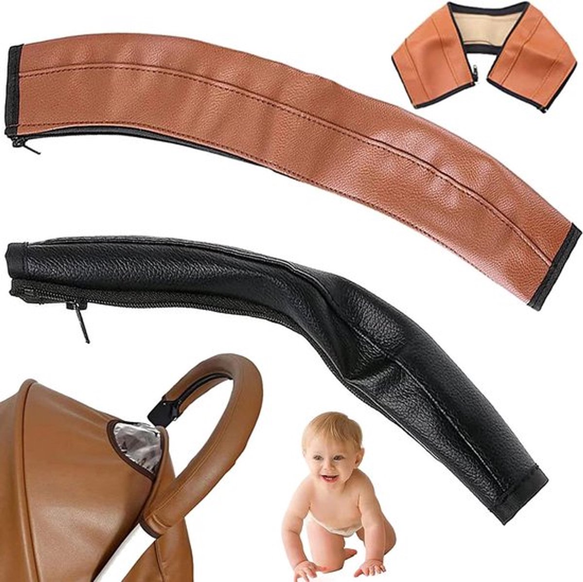 Handvathoezen voor Kinderwagen - Pu-Leder 2-Pack Universeel