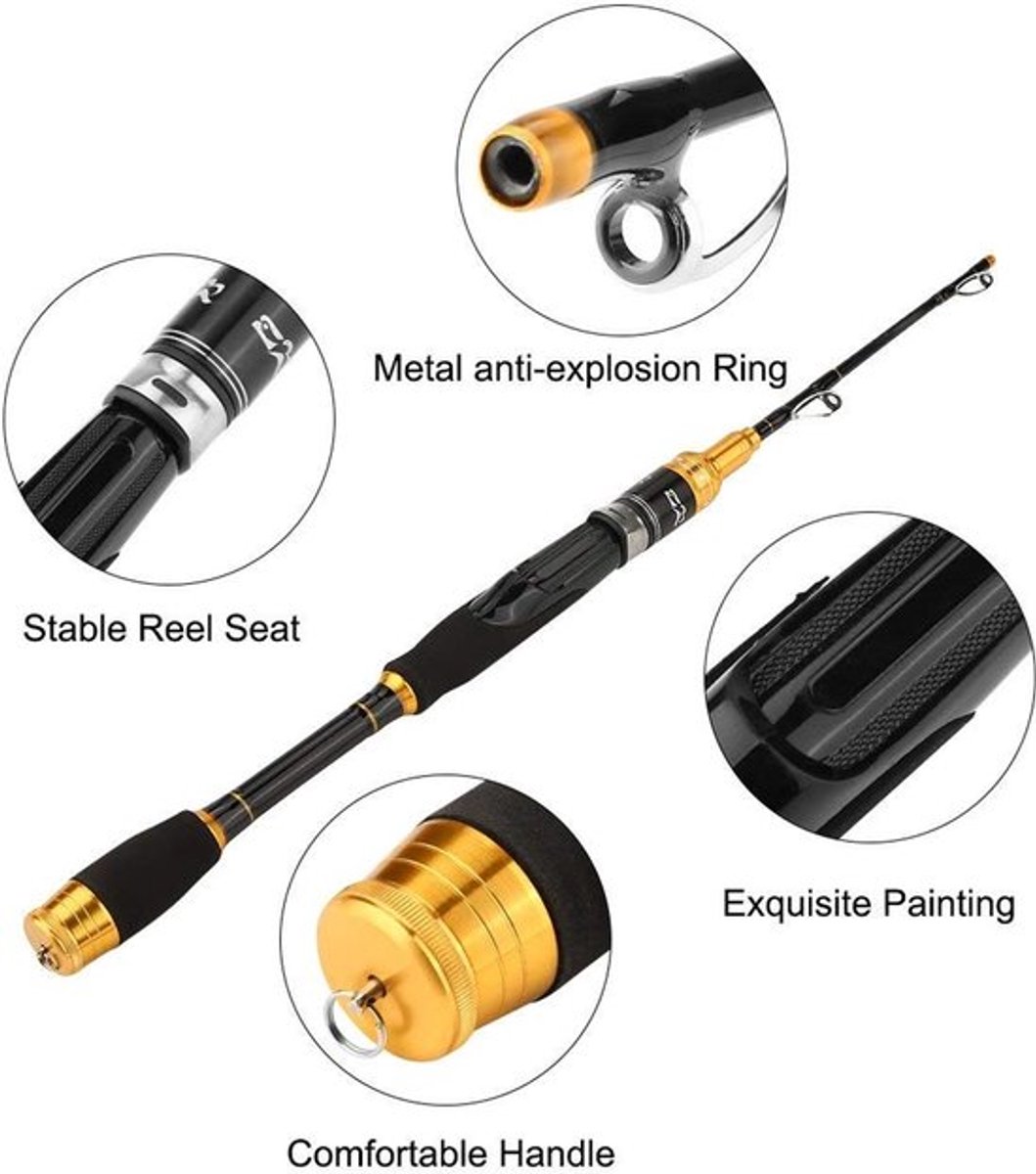 Shopcentral - Telescopische Hengel - Carbon Fibre - Lichtgewicht en Sterk - Reizen