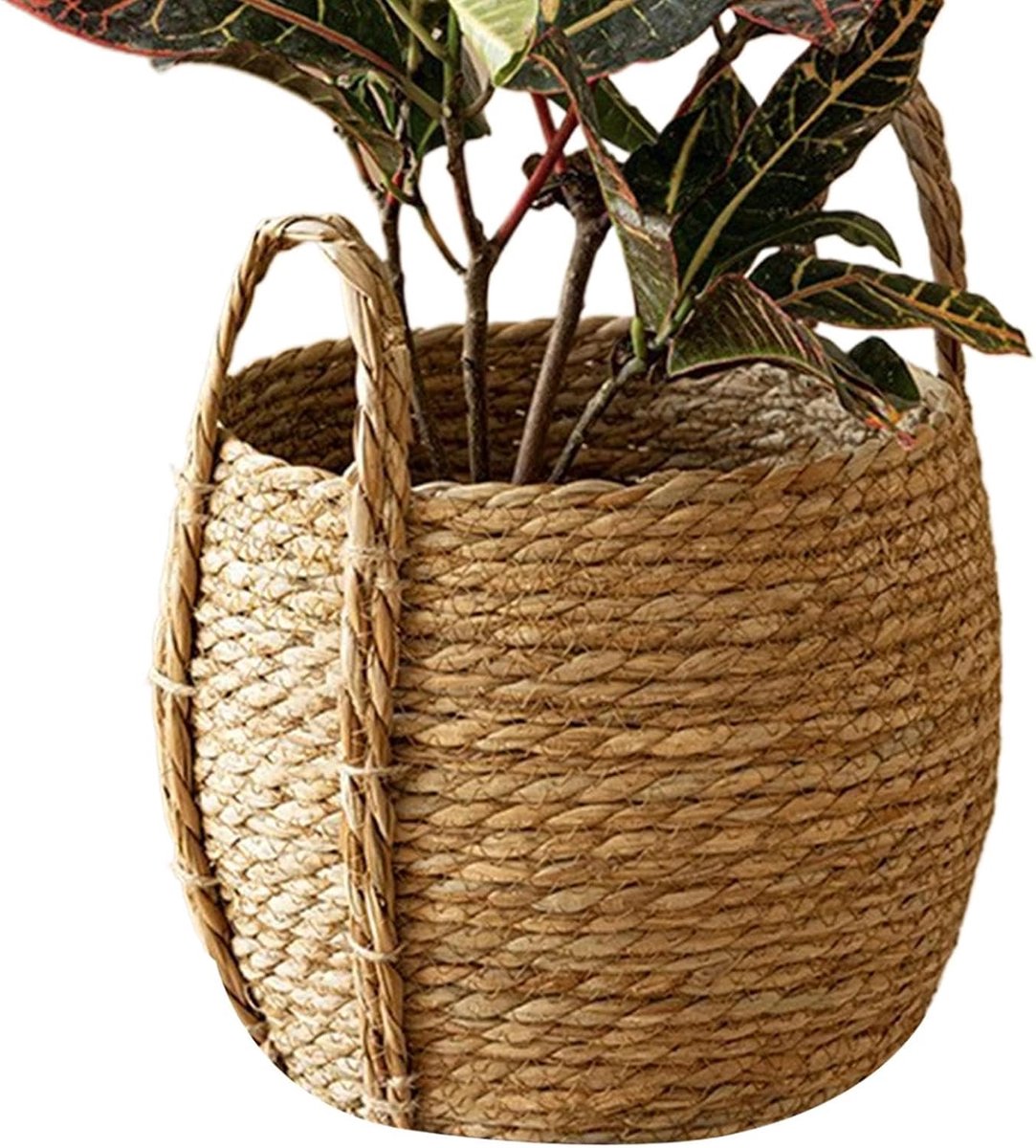 Rotan Plantenbak - Geweven Mand - Planten Decoreren - Handgeweven Detail - 20 x 27 x 20 cm - Meerkleurig