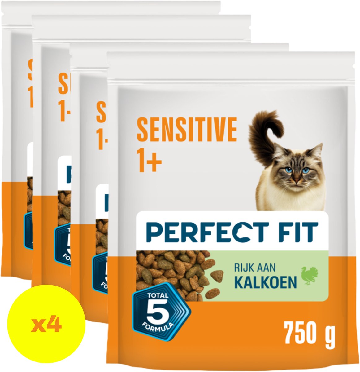 Perfect Fit Perfect Fit Kattenbrokken - Sensitive Adult - Kalkoen - 4x750g