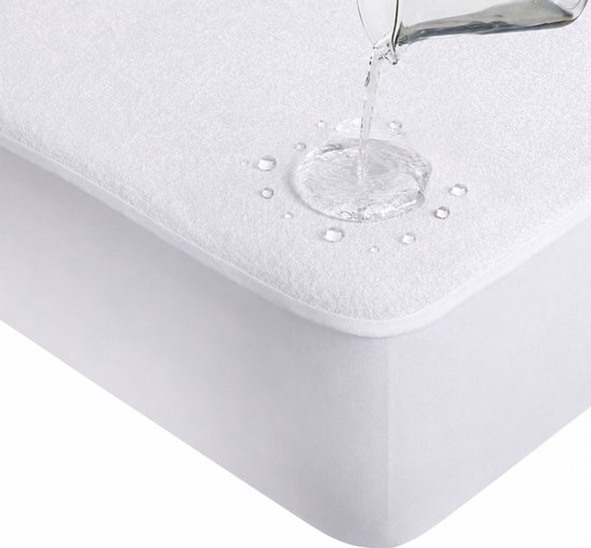 Ultracomfortabel Waterdichte Princess Matrasbeschermer Hoeslakenbadstof Matrasbeschermhoes- Incontinentie-Ademend-Zacht-Geruisloos-Antibacteriëel-Öko-Tex gecertificeerd-100% Veilig-Rondom Elastiek-Machine wasbaar- 1Persoons-100x200-cm-Wit