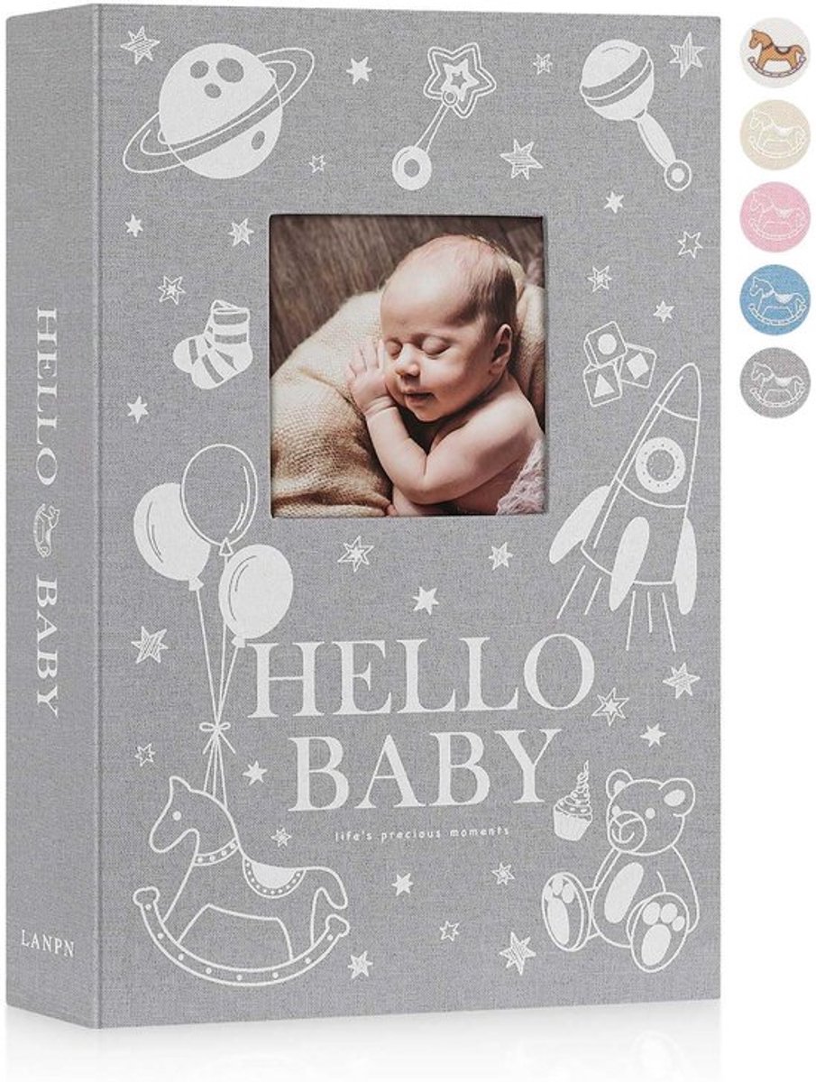 Dailygoods- Babyfotoalbum 10x15 300 Vakken - Linnen Kaft - Waterdicht - Zuurvrij