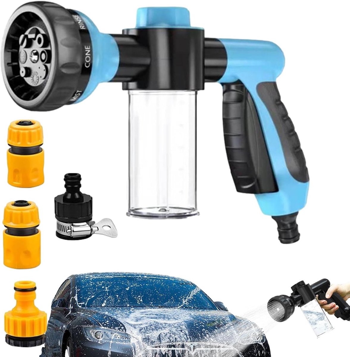 Tuinsproeikop - Waterslangmondstuk - Tuinonderhoud - 8 sproeipatronen - 23 cm - Groen