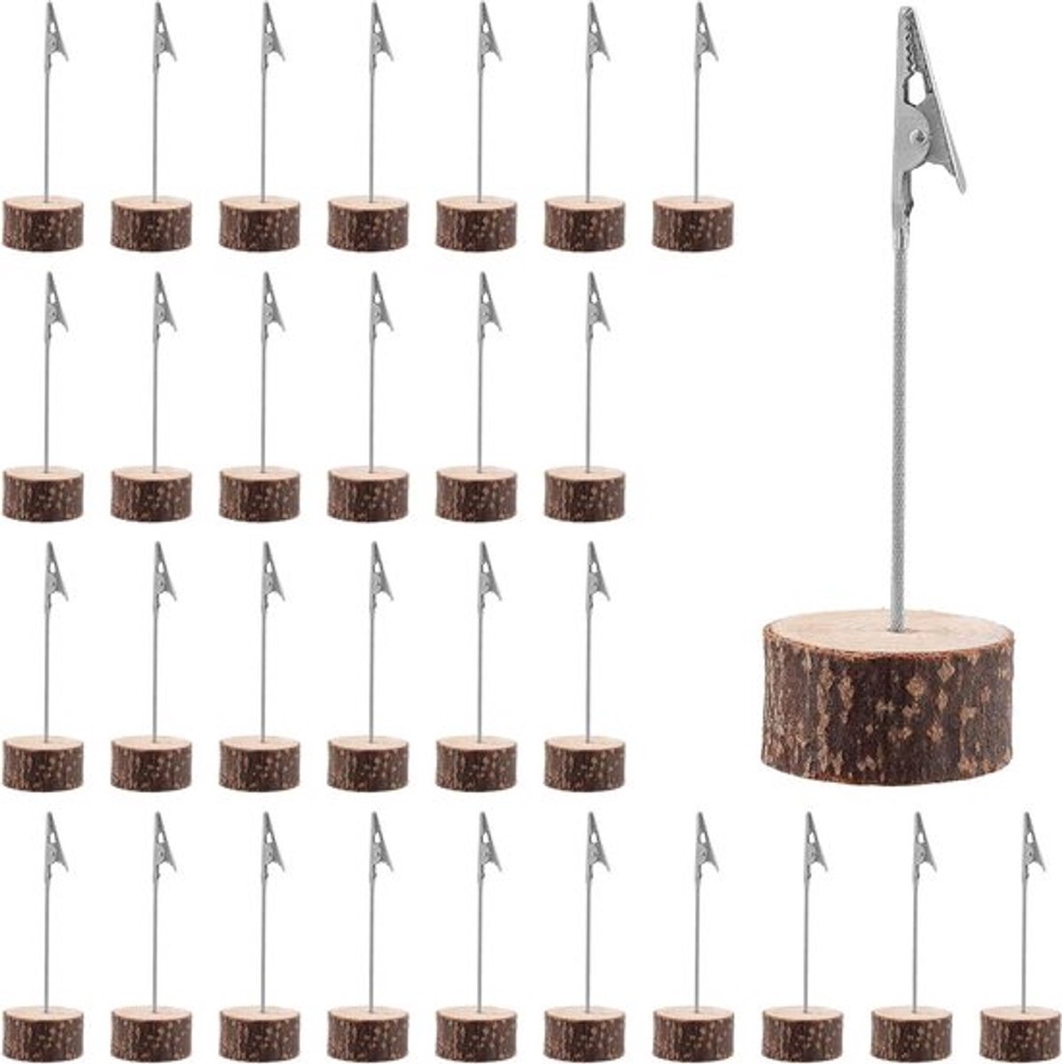 Allecto Plus - Houten fotohouders met klemmen 30 stuks - Memo-cliphouder standaard