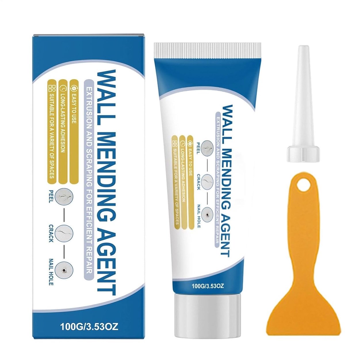 Muurreparatiepasta - Plamuur Tube - Gaten Vullen - Sneldrogend Waterdicht - 100g - Wit