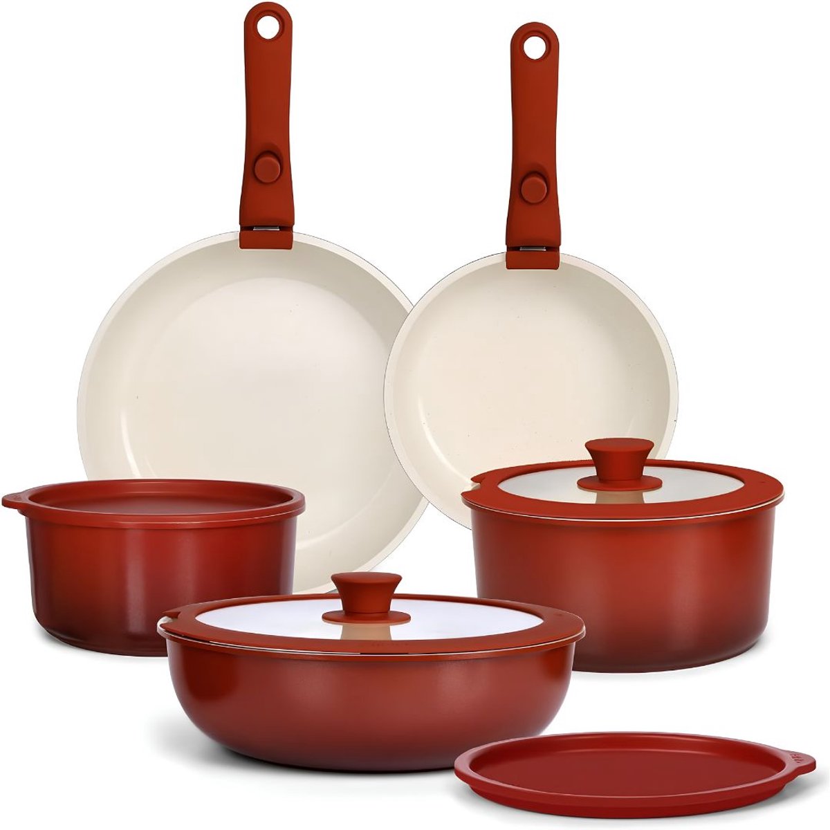 SP® Pannenset - 11 Stuks Pannen - Pannenset Inductie - Red verloop - 55cm x 35cm x 20cm