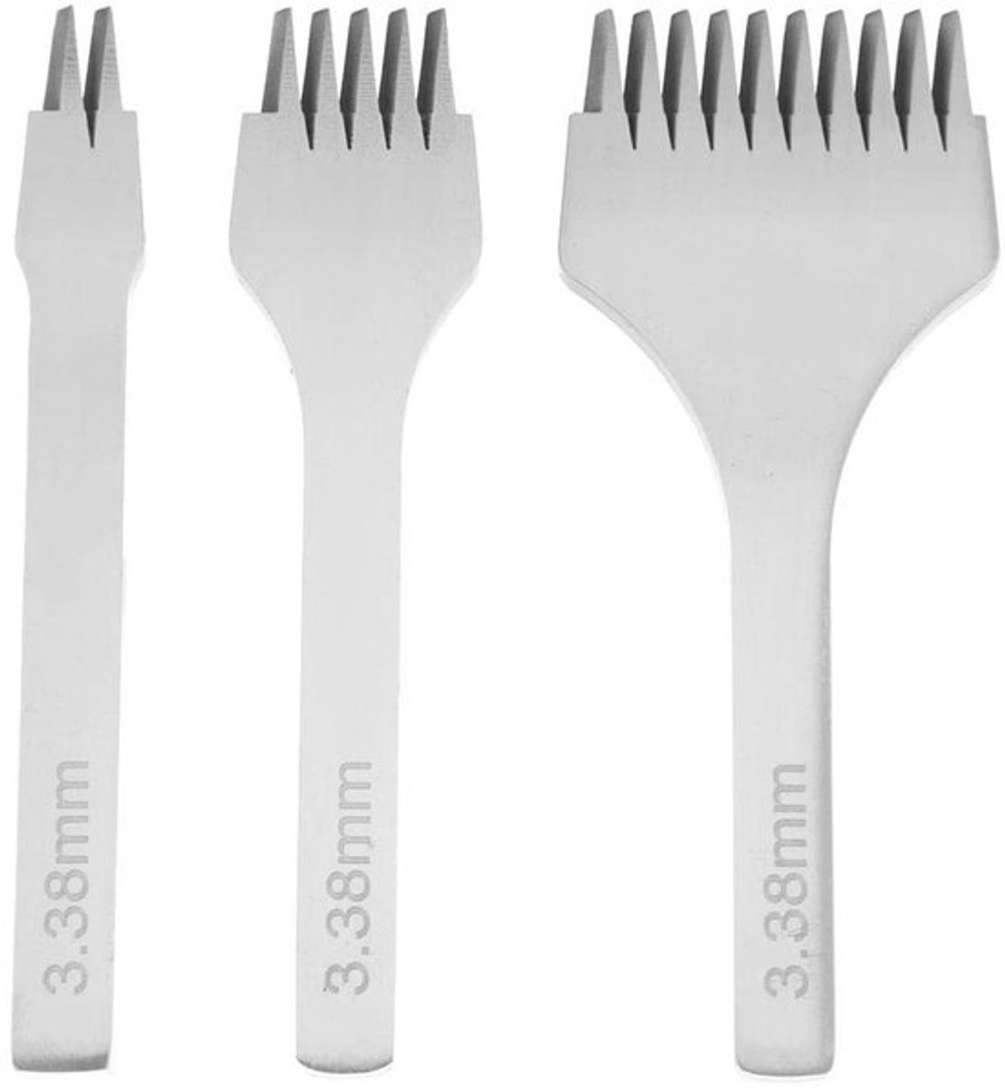 Dailygoods- Ponsgereedschapset Staal - 3 Maten 2/5/10 Tanden - Gatenprikijzerkit