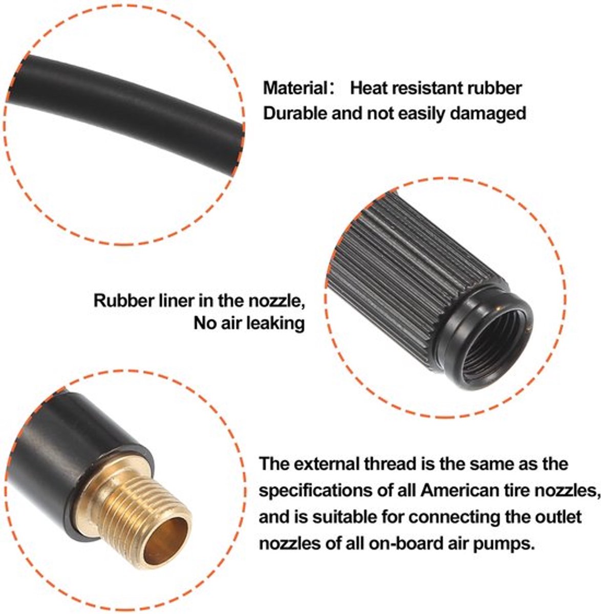 Virtubuy - Air Hose Extension - Inflator - Flexibele Slang - Zwart - Luchtpomp