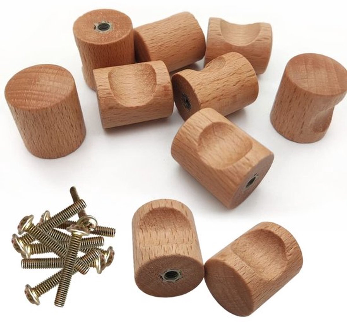 Houten knoppen voor meubelen, 12 stukken