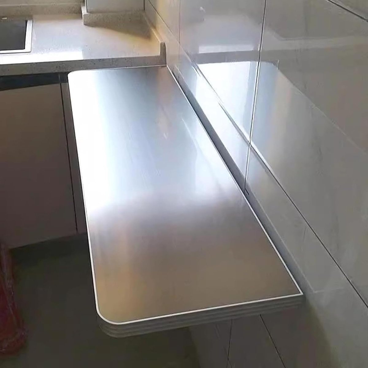 Opklapbare tafel - Wandmontage tafel - Ruimtebesparend werken - Zwevend roestvrij staal - 120 x 40 cm - Zilver