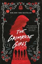 Boekomslag met rode silhouette van een meisje. Centraal de titel "THE GRIMROSE GIRLS".