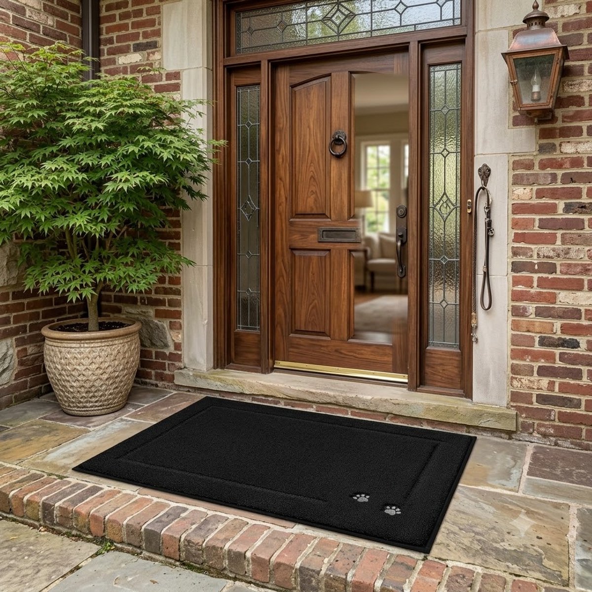 Maison Elara Deurmat voor binnen, 50x80 cm, vuilvangmat, antislip, wasbaar, voor voordeur, ingang en hal, zwart