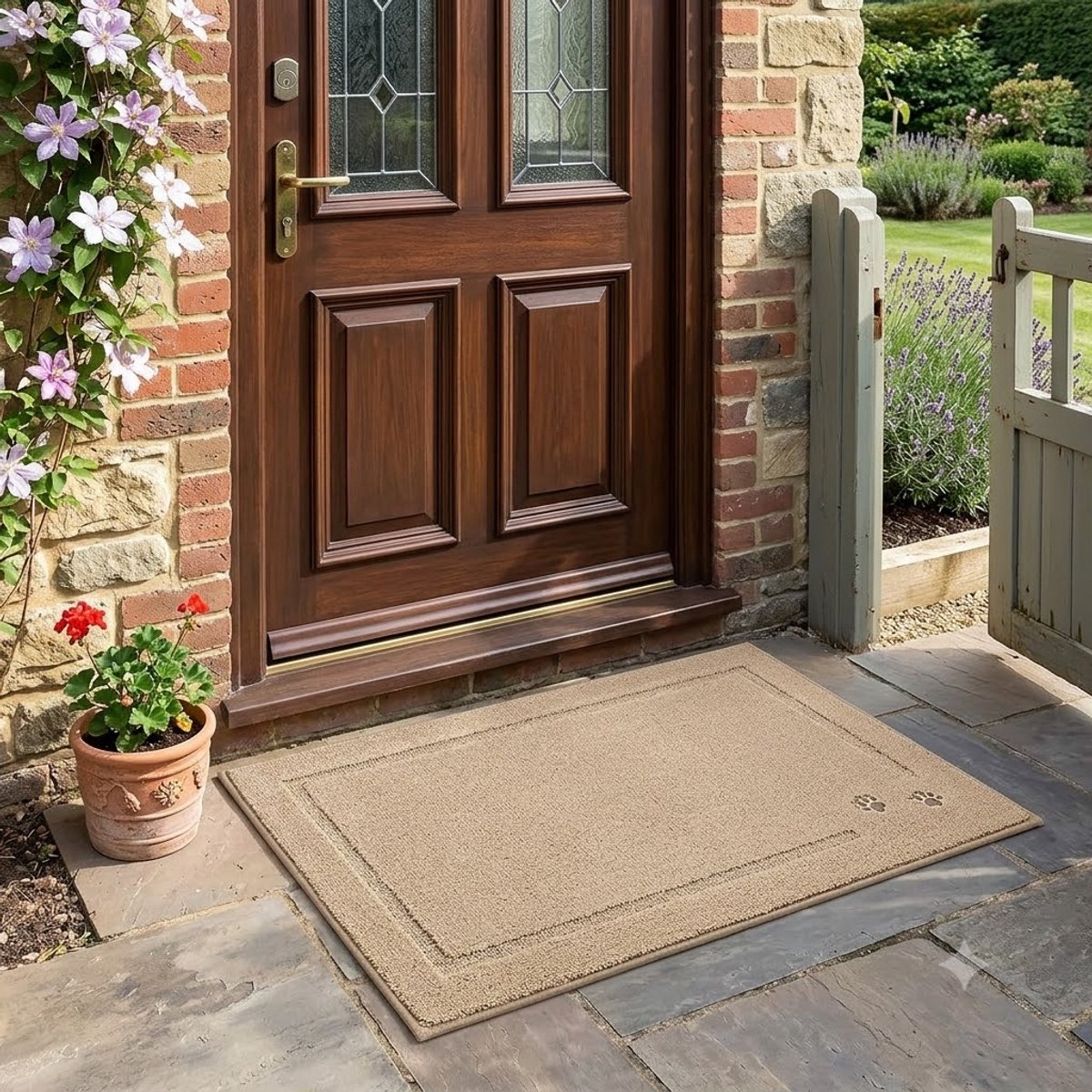 Maison Elara Deurmat voor binnen 50 x 80 cm, wasbare vuilvangmat, antislip voetmat voor entree en hal, beige