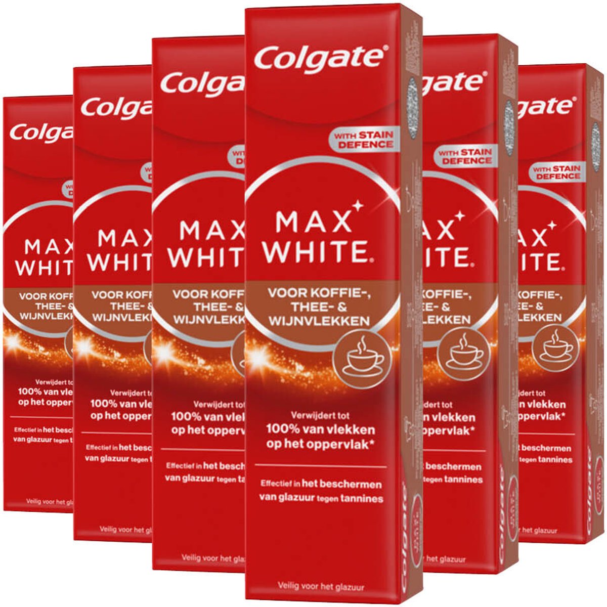 Colgate - Tandpasta Max White For Coffee, Tea & Wine - 6 x 75 ml - Voordeelverpakking