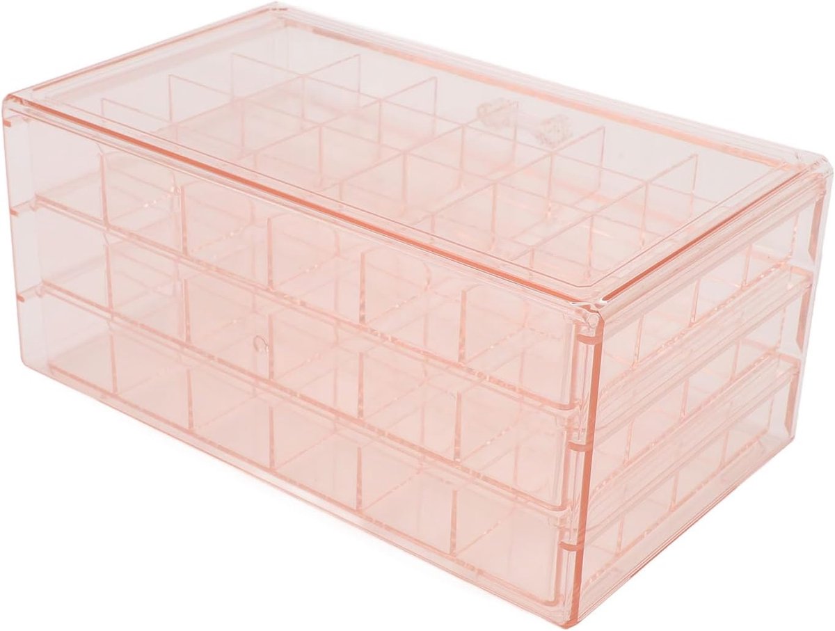 Sieradendoos - Sieraden organizer - Sieraden opbergen - 3 Lagen 72 Vakken - 27x18x15 cm - Roze