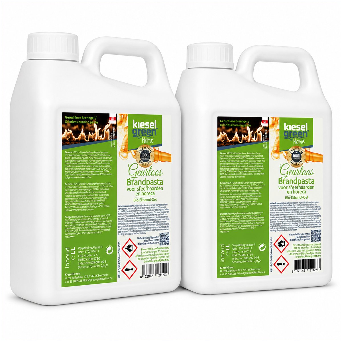 Kieselgreen Bioethanol Gel Brandpasta 2 x 5 Liter Jerrycan Totaal 10 Liter Chafing Dish Brandgel Roetvrij Geurloos Voor Horeca