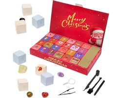 Kerst Countdown Kalender - Adventskalender Verrassingen - Feestelijke Decoratie - 24 Stenen Ontdekkingen - 30 cm - Multicolor