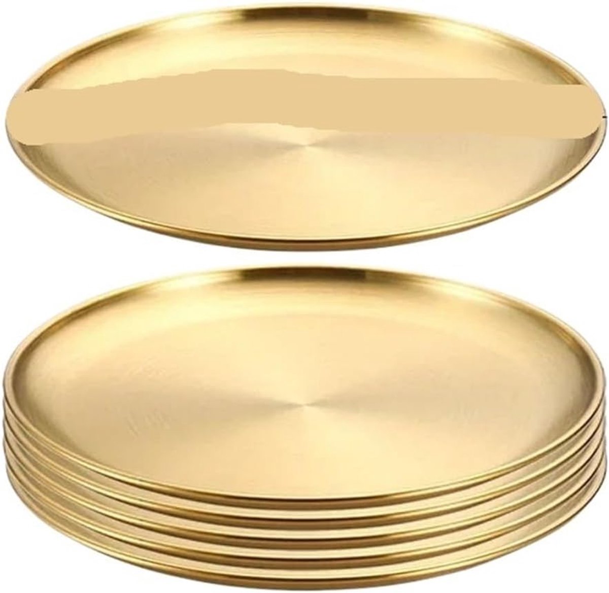 Ronde Borden - Platte Platen - Keuken Gebruik - Warmte Houdend Materiaal - 23 cm - Goudkleurig