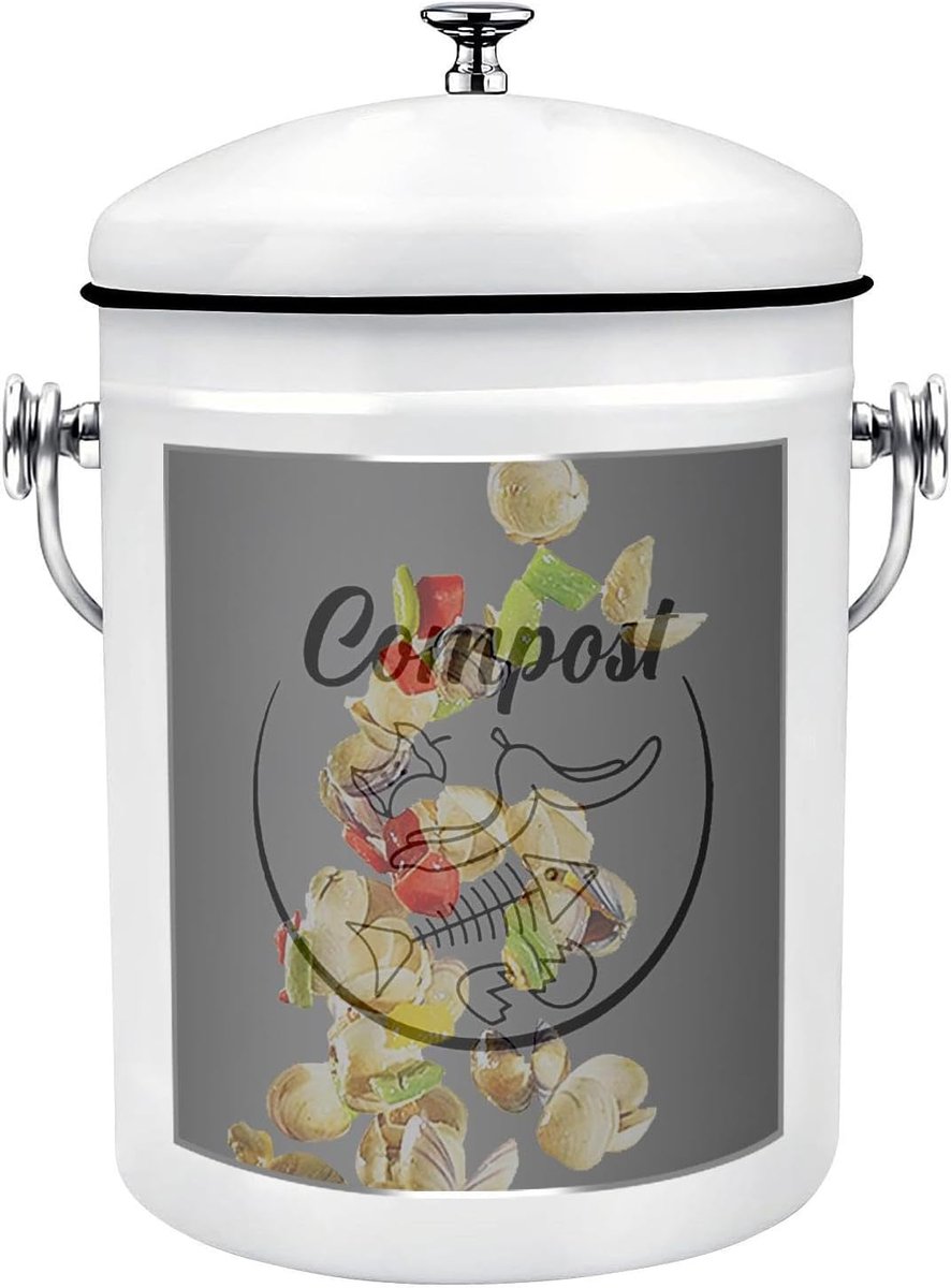 Compostemmer Keuken - Afvalbak Deksel - Afval Verzamelen - Schattige Boerderijvorm - 5 Liter - Enkel Attribuut