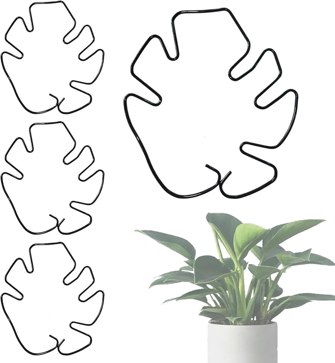 Plantenstamsteunen - Klimplant houders - Planten ondersteunen - Herbruikbaar aluminium - 4 stuks - Zwart