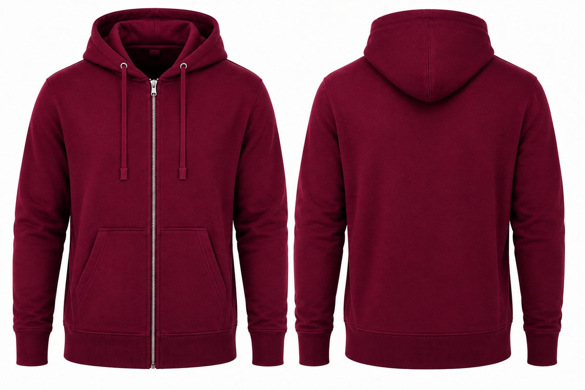 Hoodie heren met rits – sportkleding heren – katoen – casual vest met capuchon - Bordeauxrood - XL