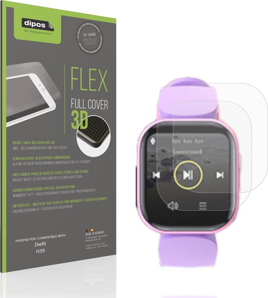 dipos FLEX – 2x Matte Screenprotector geschikt voor Dwfit H39 | Volledige Schermbescherming | Case-Friendly