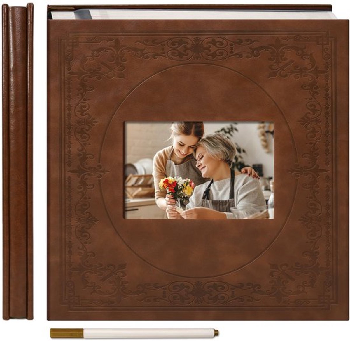 Elegante zelfklevende fotoalbum met faux leer omslag